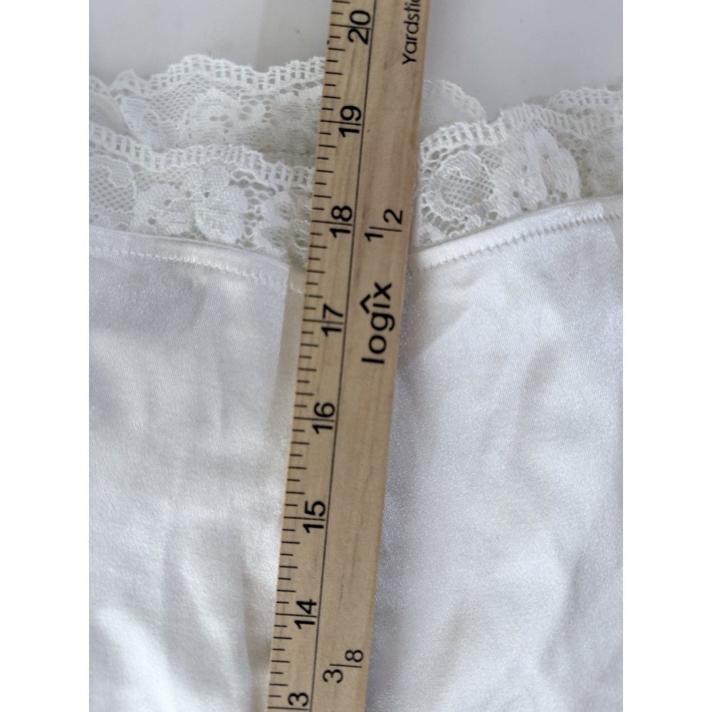 Satin Lace Trim Camisole Top Womens M White Layering Whimsy Fairy Cami Romantic - Picture 12 of 13